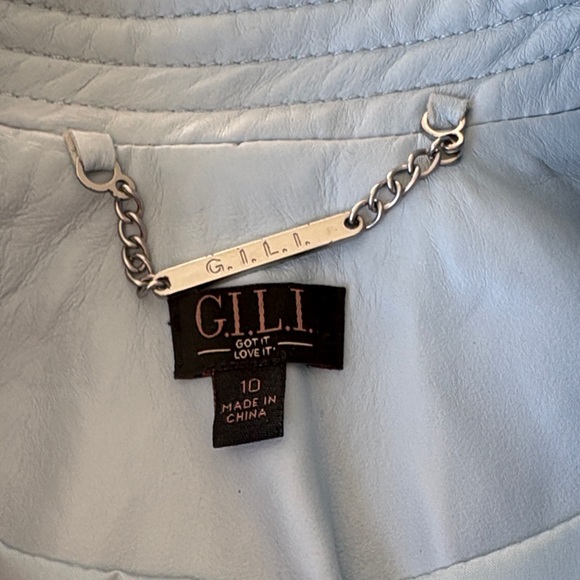 G.I.L.I. Sky Blue Leather Jacket - Picture 6 of 10
